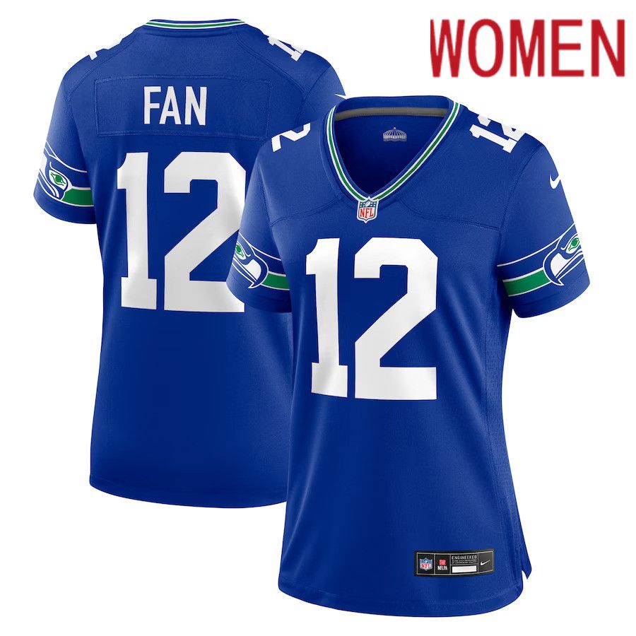 Women Seattle Seahawks #12 12th Fan Nike Royal Throwback Player Game NFL Jersey